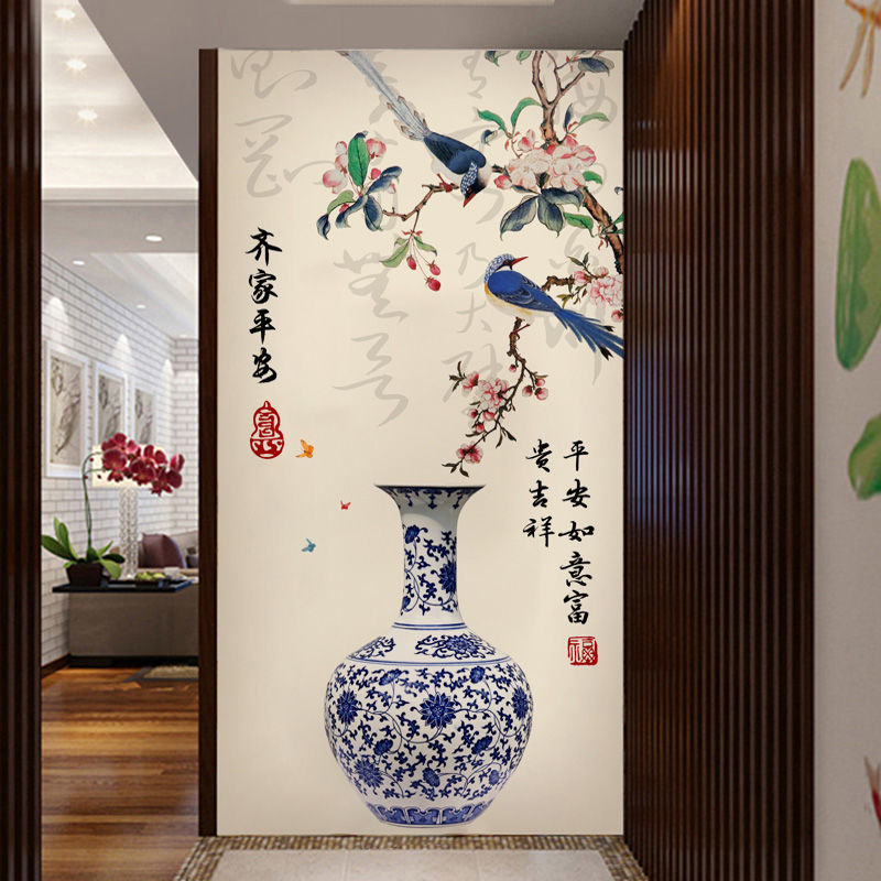 3D Large Vase Blue Flower Wall Stickers Romantic Flowers Modern Home Decor Wall Art Poster for Bedroom Wedding DIY Wall Decals