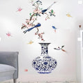 3D Large Vase Blue Flower Wall Stickers Romantic Flowers Modern Home Decor Wall Art Poster for Bedroom Wedding DIY Wall Decals