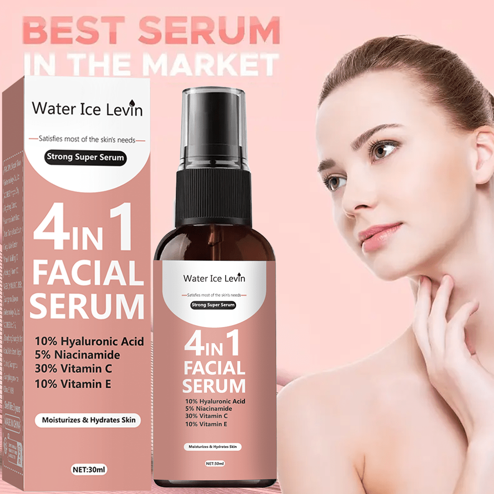 Water Ice Levin 4-in-1 Facial Serum – 30ml | Hyaluronic Acid, Niacinamide, Vitamin C & Vitamin E | Hydrating, Hight Brightening, Anti-Aging & Dark Spot Remover | Korean Skincare for Face Glow & Moisturizing