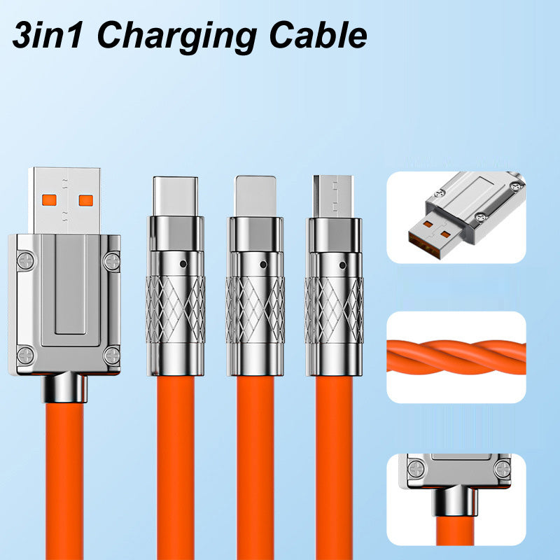 Xiaomi 120W Data Cable Fast Charging 6A 3 In 1 Type C Cable Micro USB For IPhone Charging Cable For Xiaomi Samsung Digital Cable