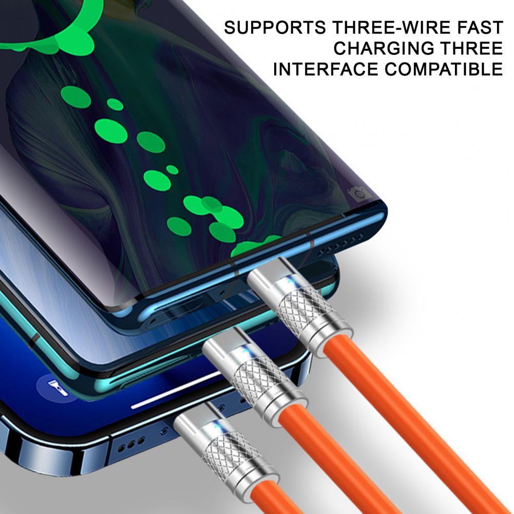 Xiaomi 120W Data Cable Fast Charging 6A 3 In 1 Type C Cable Micro USB For IPhone Charging Cable For Xiaomi Samsung Digital Cable