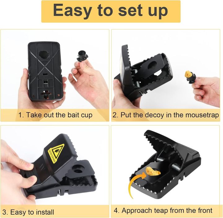 Y.M Traders Heavy Duty Mouse Trap Mice Catcher High Quality Plastic Reusable Convenient Effective Black Stainless-Steel Springs Rat Killer For Households Eliminates Faster Than Other Indoor and Outdoor