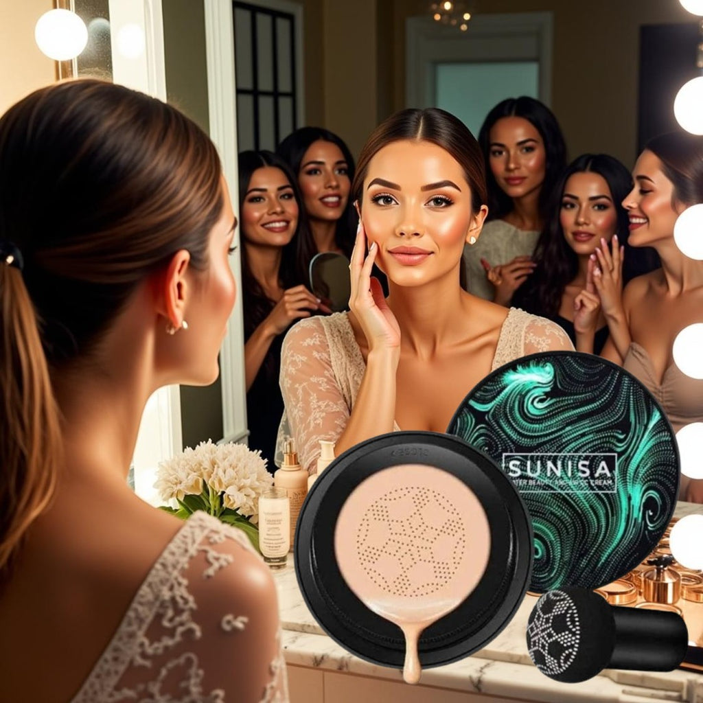 Sunisa Mushroom Head Air Cushion | SPF+++ | Long-Lasting Concealer & BB Cream 5-in-1 Magic – Hydrating, Covering, Brightening, Sun Protection & Makeup Setting