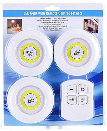 Remote Control LED Puck Lights (3 Pack) – Wireless Tap Light for Closet