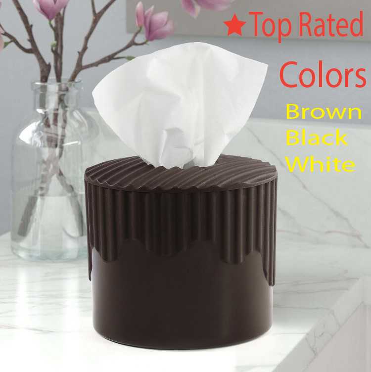 Modern Round Tissue Box Holder – Luxury Striped Living Room Organizer