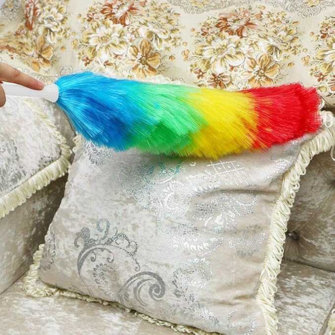 Rainbow Microfiber Duster – Static Charge Dust Remover for Home & Car