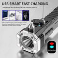 Emergency Survival Torch with Rechargeable LED Flashlight, Glass Breaker, Cutter Blade – Ideal Car Safety Tool for Night Travel or Rescue