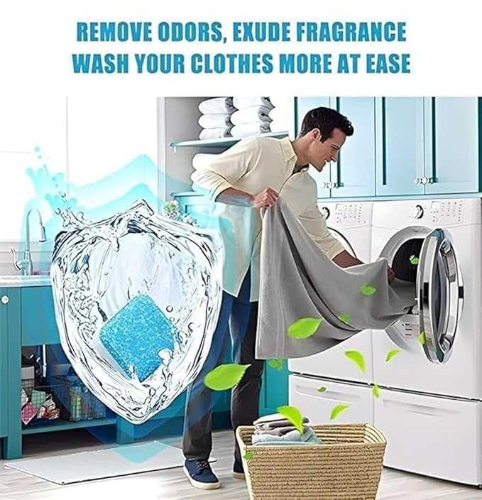 12 PCS Washing Machine Cleaning Tablets – Deep Decontaminating Effervescent Cleaner