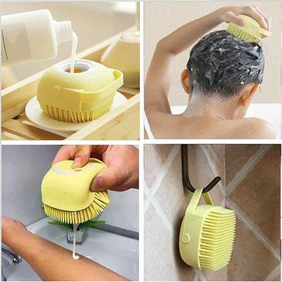 Silicone Bath Brush – Soft Body Scrubber with Soap Dispenser (Random Colour)