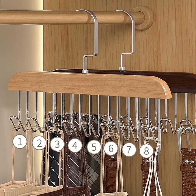 Wooden Multi-Hook Hanger – Compact 8 Hook Storage Rack for Hanging Clothes & Personal Items