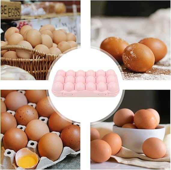 15-Grid Egg Storage Tray – Stackable Refrigerator Organizer with Lid