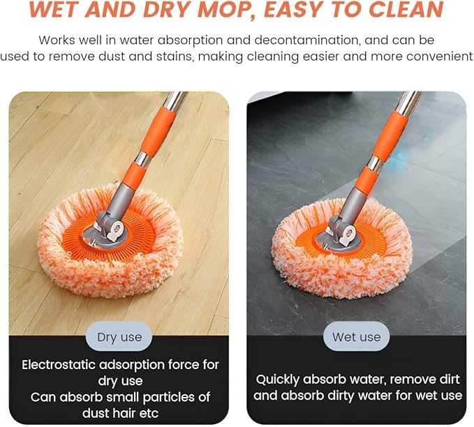 Sunflower Rotatable Mop – 360° Round Microfiber Cleaning Brush