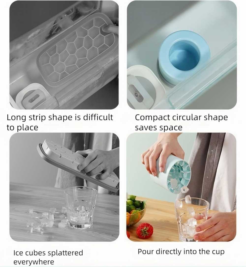 Mini Silicone Ice Bucket – 2-in-1 Ice Cube Maker & Storage Box