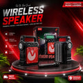 Kemei 4 Inch Portable Wireless Bluetooth Speaker with LED Light, FM Radio & Rechargeable Battery