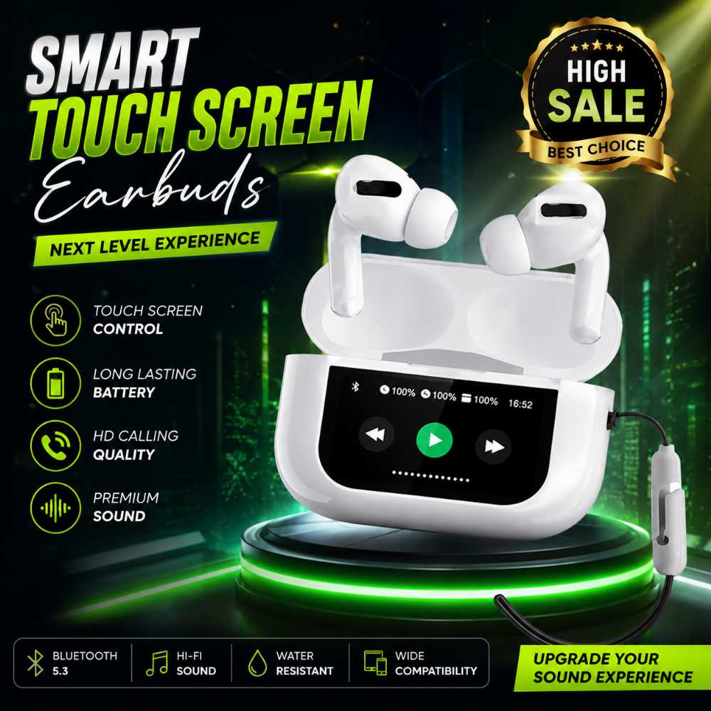 A9 Pro Wireless Earbuds White Bluetooth 5.3 HD Stereo Sound TWS