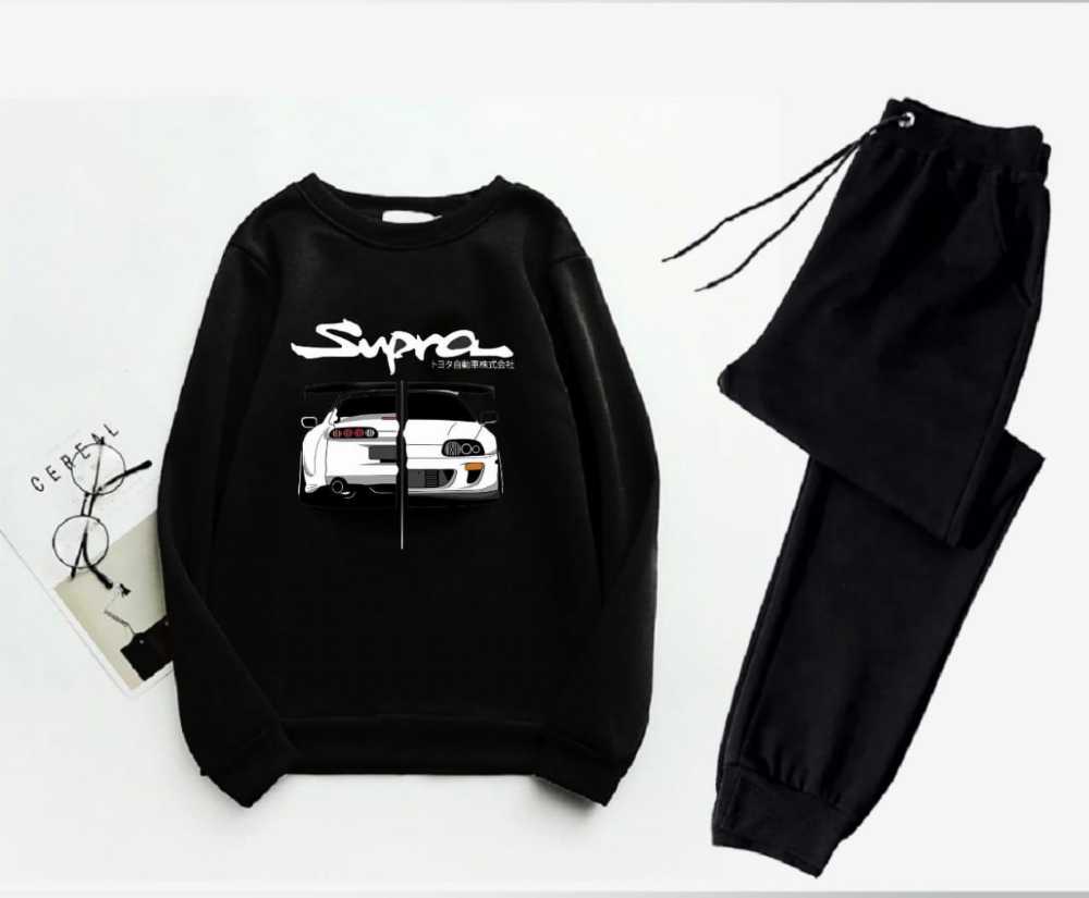 Trendy Tracksuit Print Thick & Fleece Fabric Full Sleeves Rib Sweatshirt with trouser for Winter for Trendy sweatshirt Fashion Wear tracksuit for Men / Boys