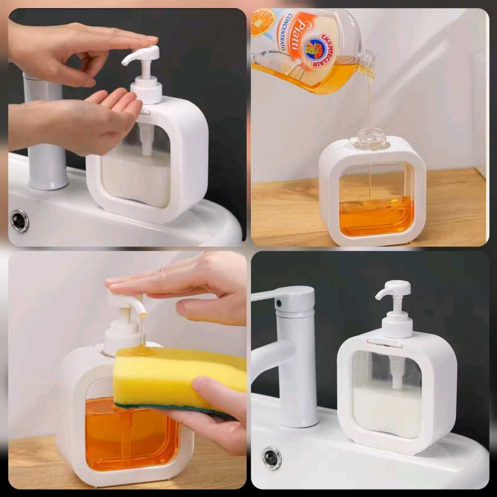 Portable Soap Dispenser Clear Dish Liquid Squeeze Bottle Mini Liquid Container Travel Manual Hand Sanitizer Soap Bottle Perfect for Kitchen, Bathroom, Hand Wash, Hotel 500ml