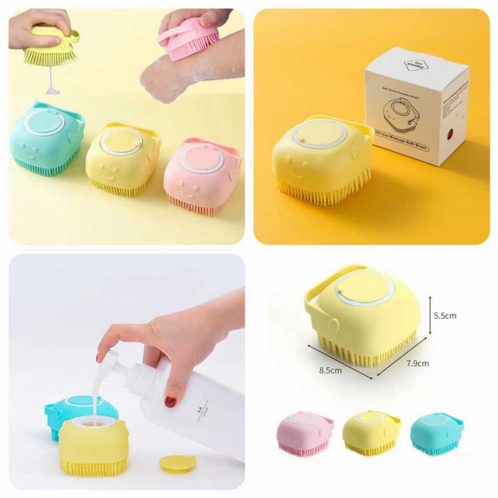 Silicone Bath Brush – Soft Body Scrubber with Soap Dispenser (Random Colour)