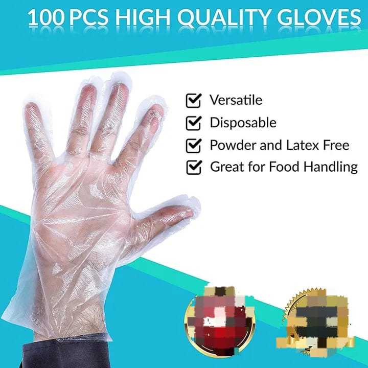 Disposable Plastic Gloves (Pack of 100) – Food Safe Transparent Hand Protection