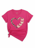 Cute Flower Heart Printed T-Shirt For Women's