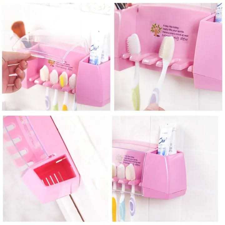 Wall Mounted Toothbrush Holder – Drill-Free Bathroom Storage Organizer