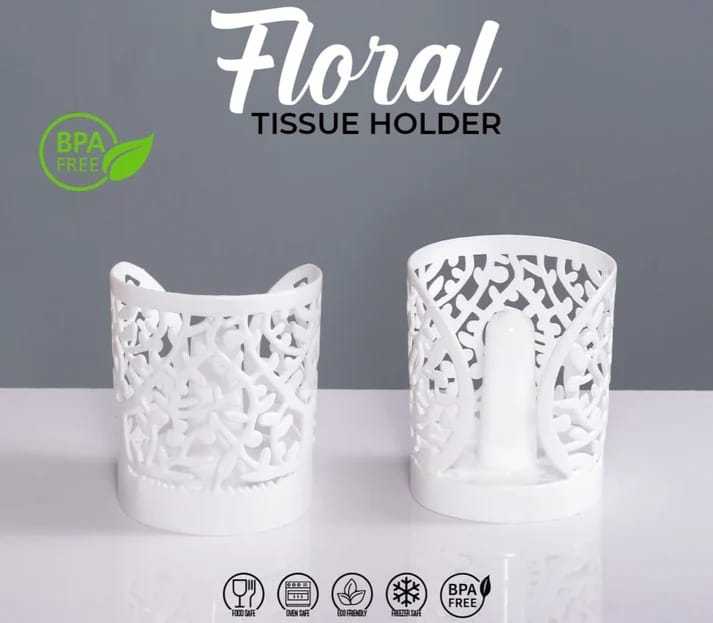 Floral Round Tissue Holder – Stylish Decorative Organizer for Home & Office