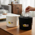 Modern Round Tissue Box Holder – Luxury Striped Living Room Organizer