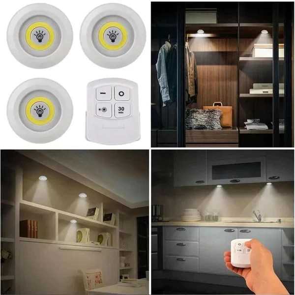 Remote Control LED Puck Lights (3 Pack) – Wireless Tap Light for Closet