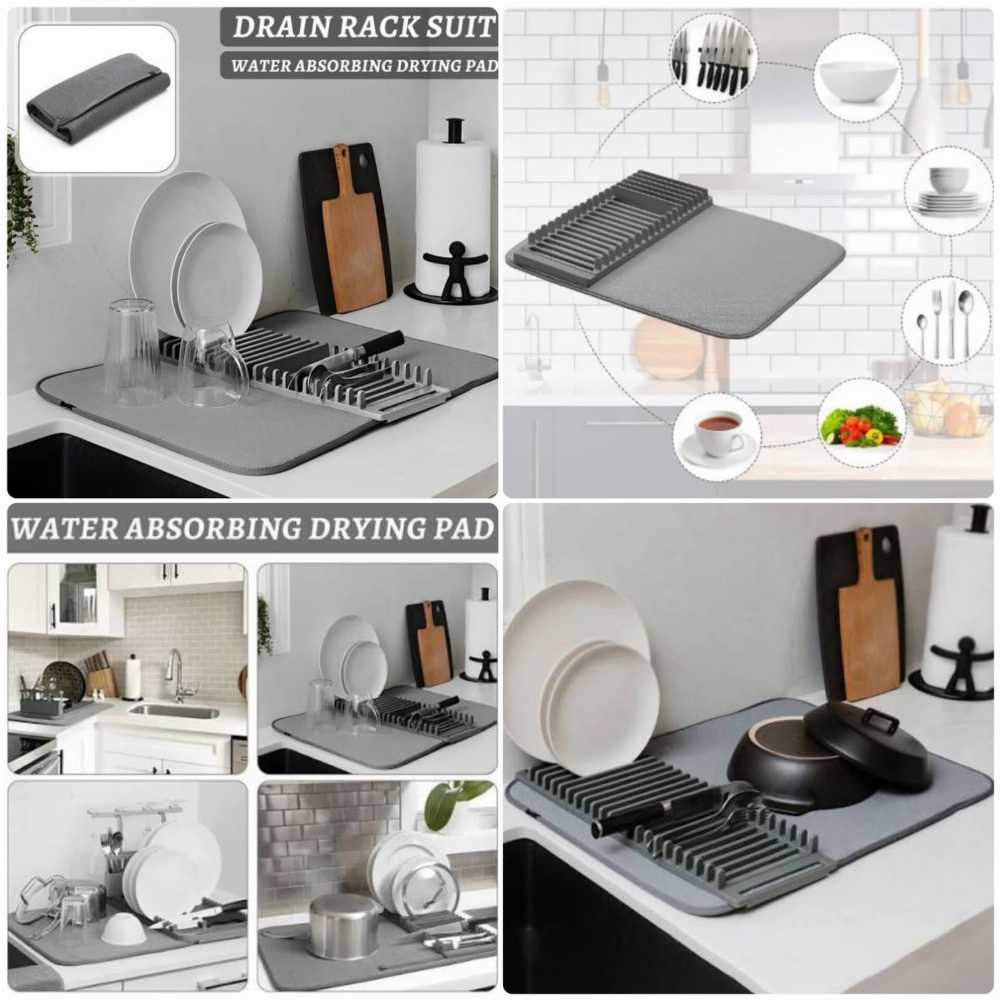 Ultra-Absorbent Dish Drying Mat – Large Microfiber Kitchen Drainer Pad