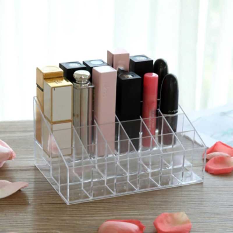 24 Grid Makeup Organizer – Crystal Clear Acrylic Lipstick & Jewelry Holder