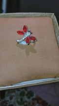 Red Gemstone Dragonfly Statement Ring