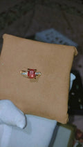 Elegant Emerald-Cut Pink Gemstone Ring