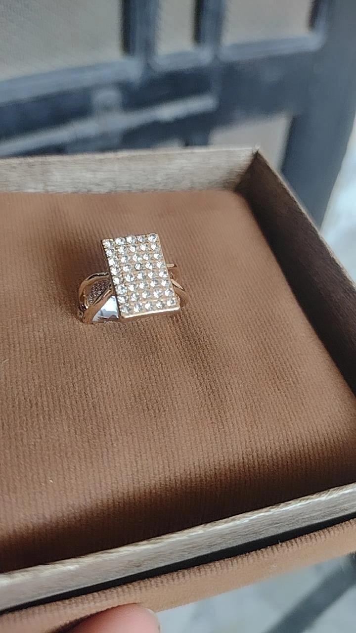 Elegant Rectangular Pavé Statement Ring