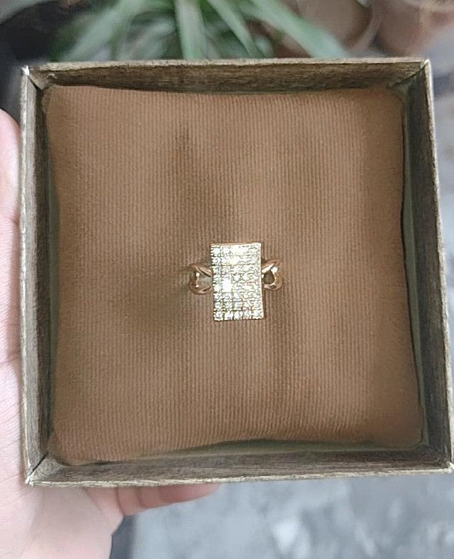 Elegant Rectangular Pavé Statement Ring