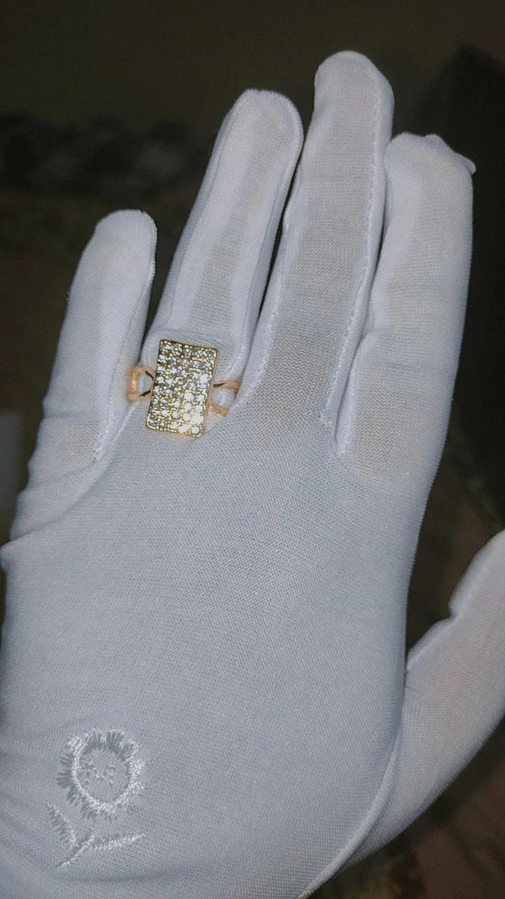 Elegant Rectangular Pavé Statement Ring