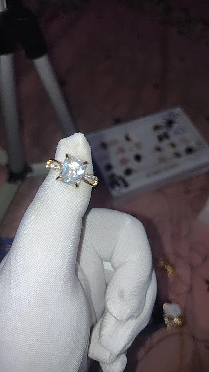 Radiant-Cut Solitaire Ring with Pavé Band
