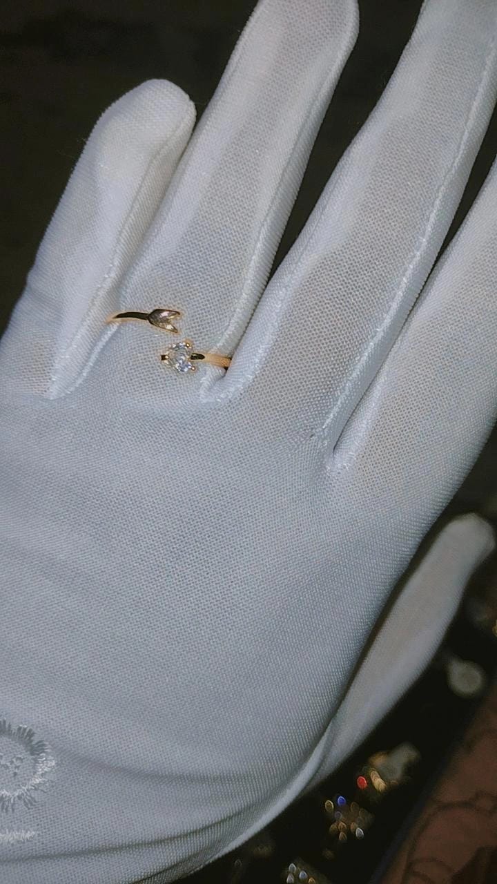 Elegant Gold-Tone Arrow & Heart CZ Open Ring