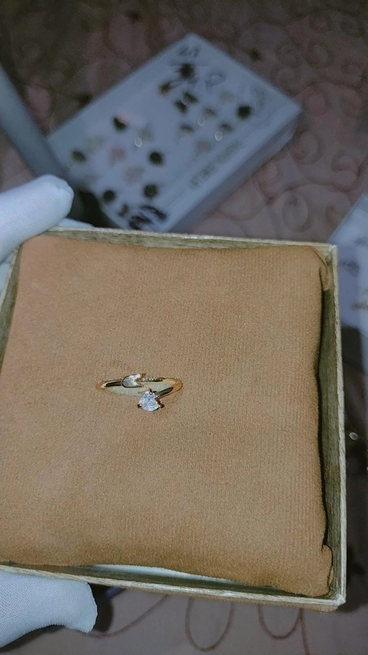 Elegant Gold-Tone Arrow & Heart CZ Open Ring