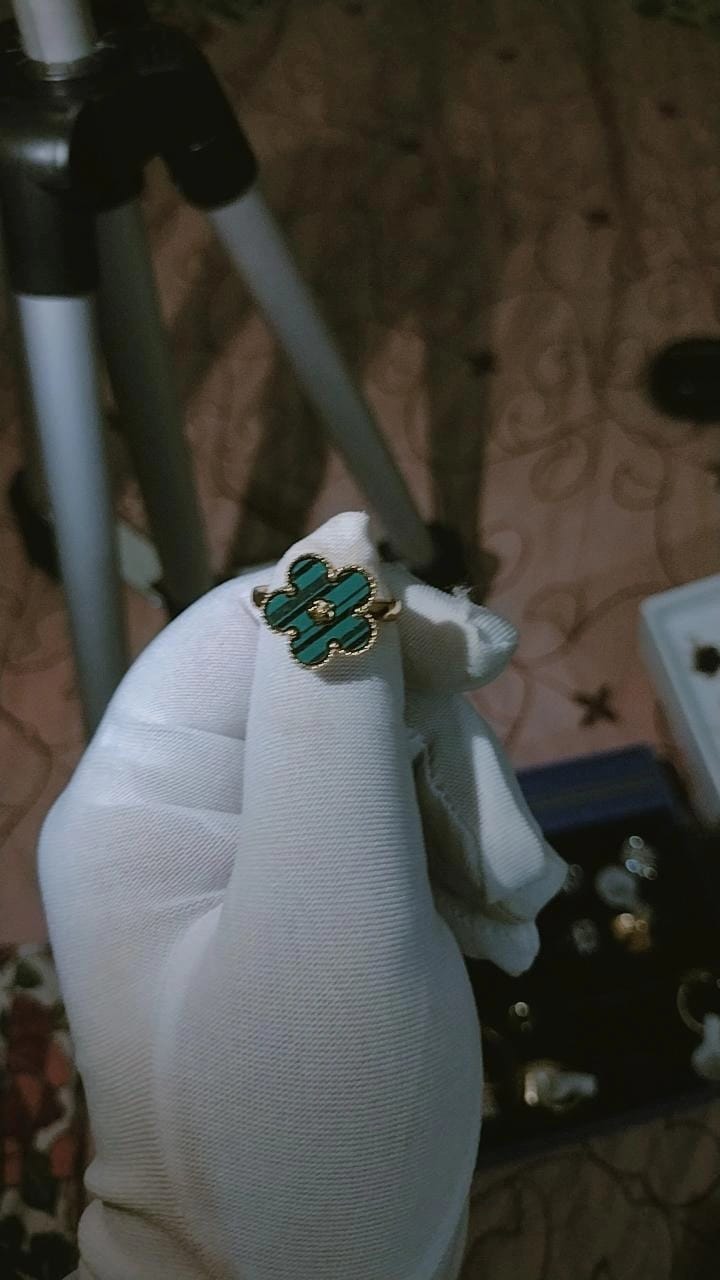Green Malachite Clover Ring