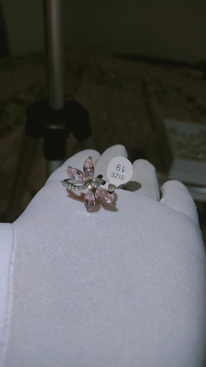 Pink Crystal Dragonfly Ring