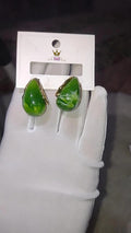 Elegant Emerald Green Marble Teardrop Earrings