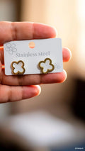 Elegant Gold Four-Leaf Clover Stud Earrings