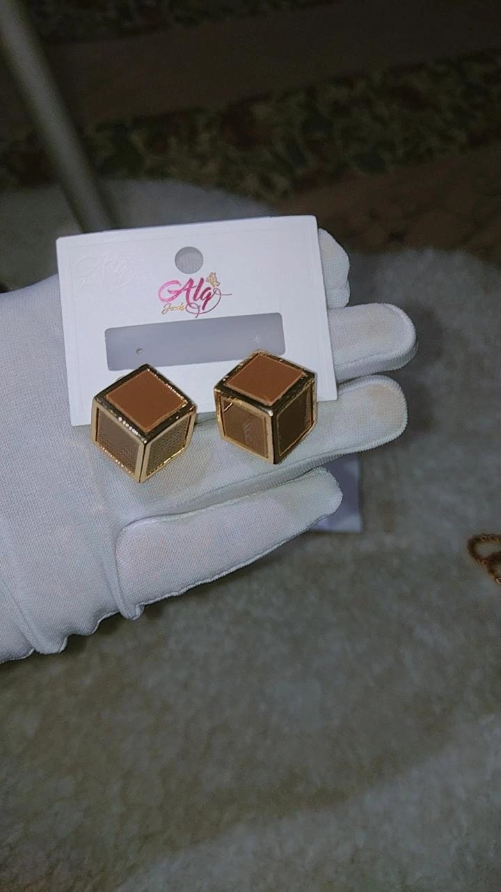 Modern Geometric Cube Stud Earrings