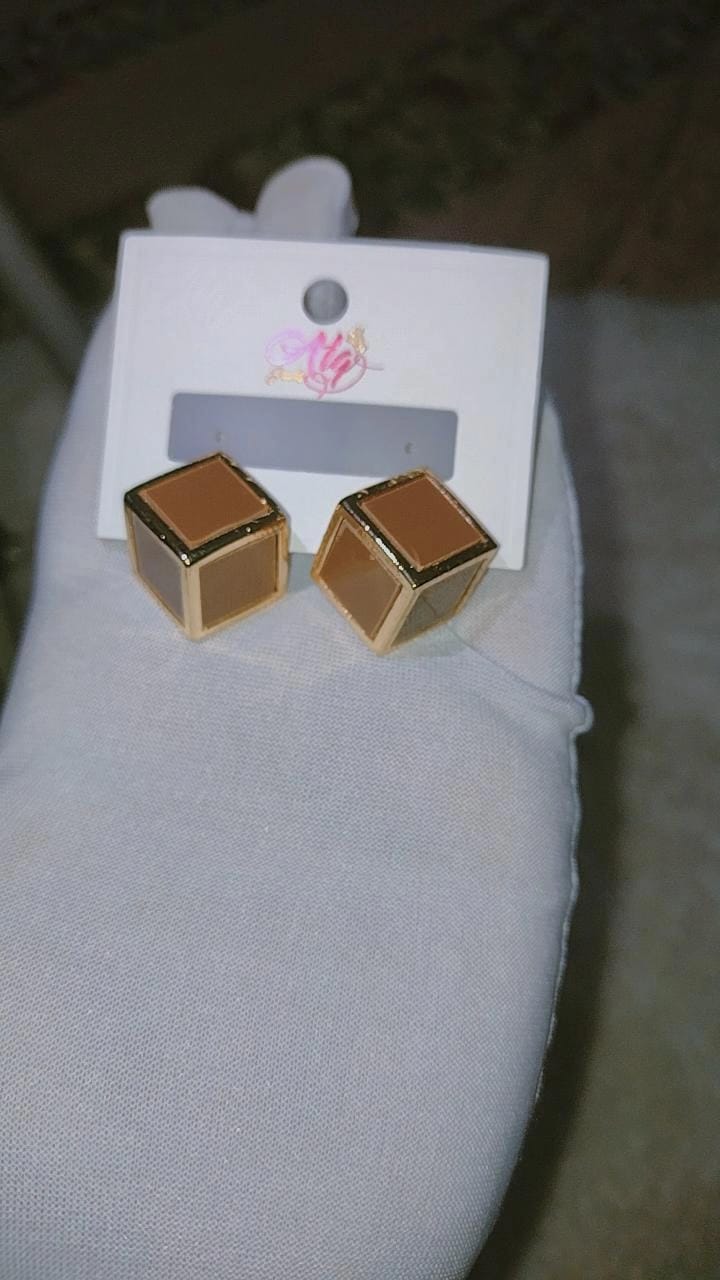 Modern Geometric Cube Stud Earrings