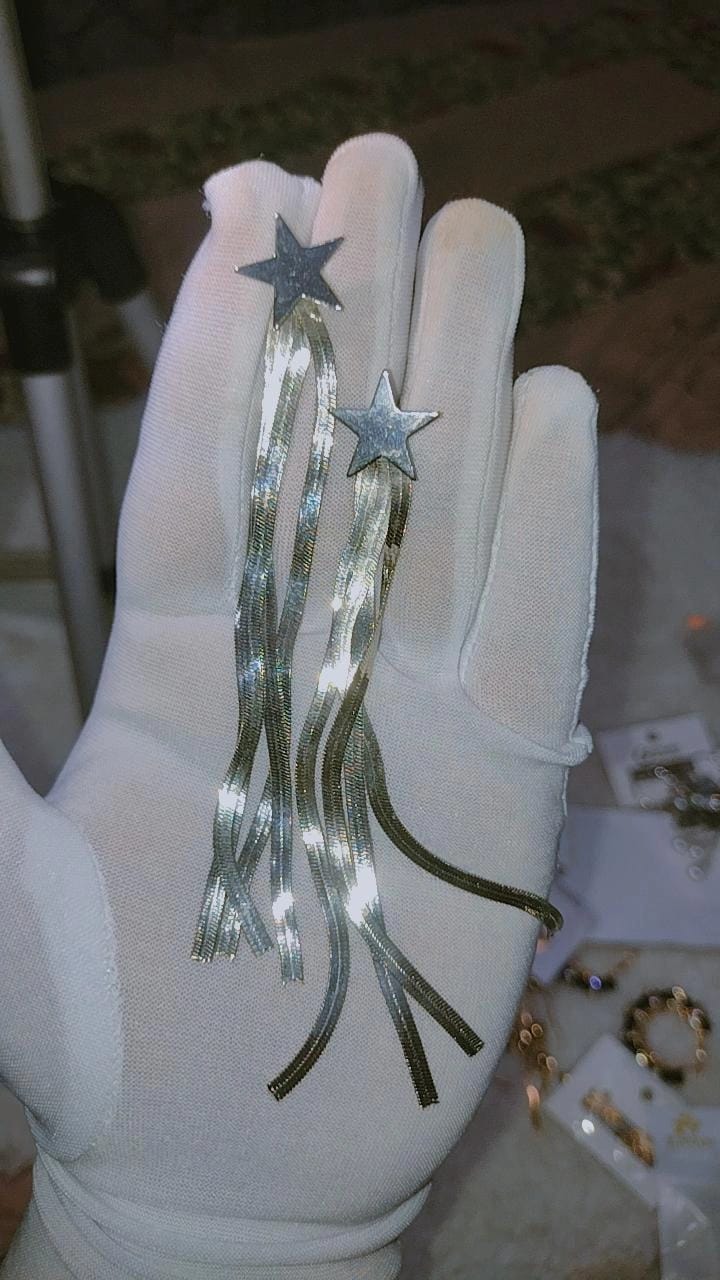 Celestial Shooting Star Tassel Earrings