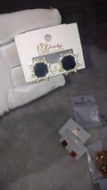 Elegant Sunburst Hexagon Stud Earrings