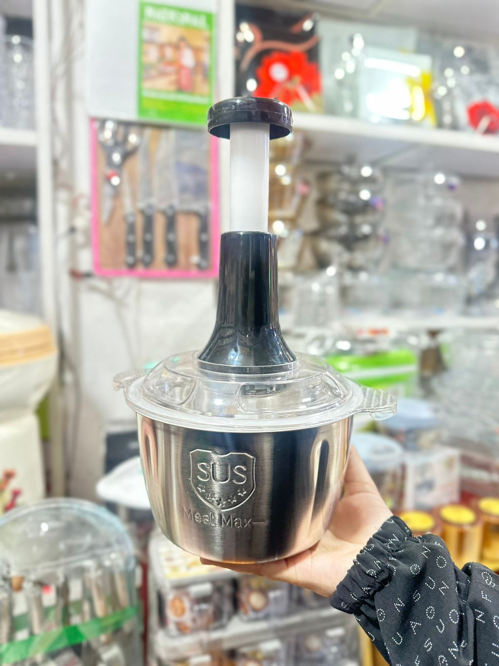 Hand-Press Food Chopper & Meat Grinder