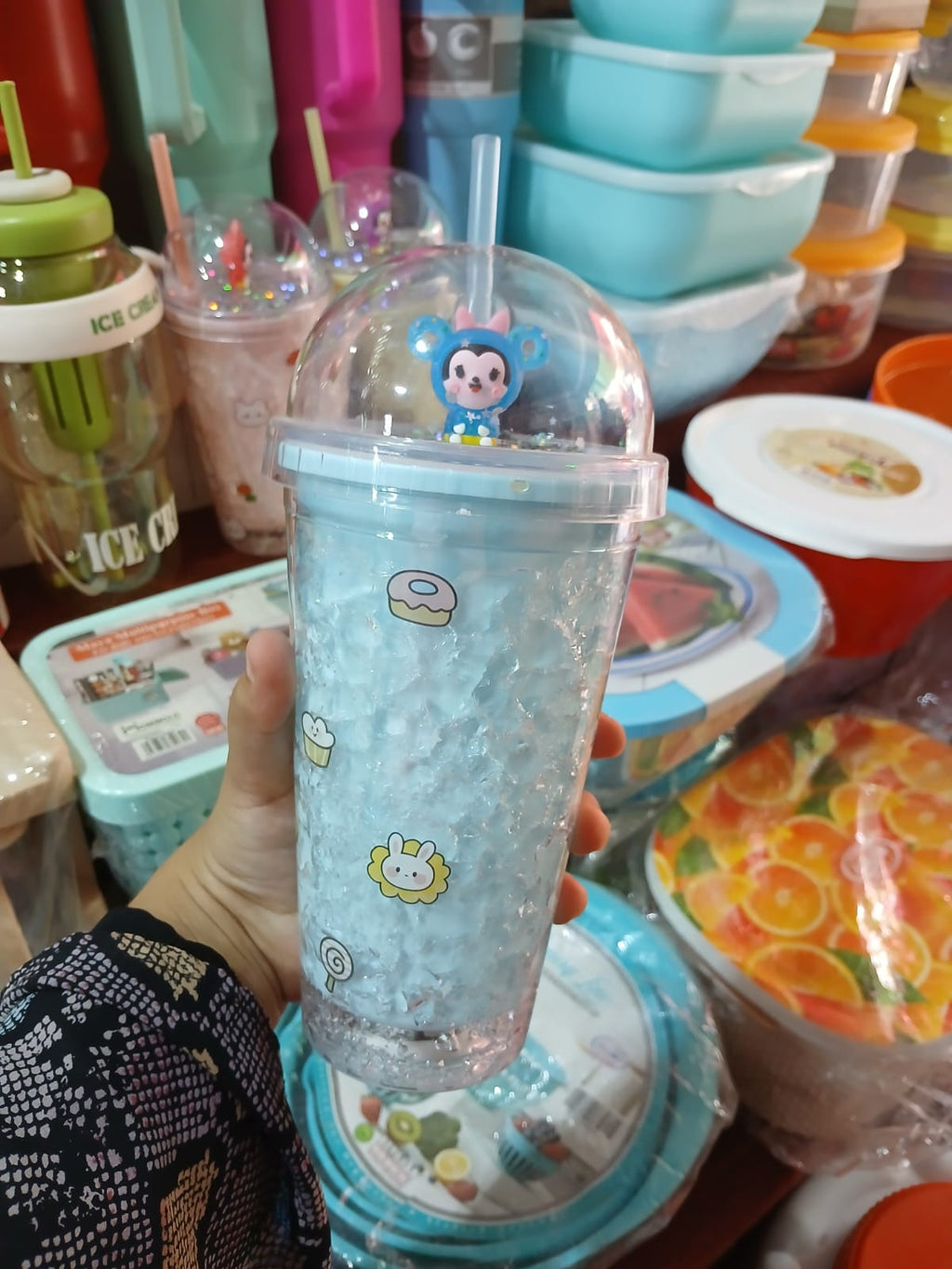 Cute Cartoon Freezing Tumbler with Straw (450ml / 15 oz)