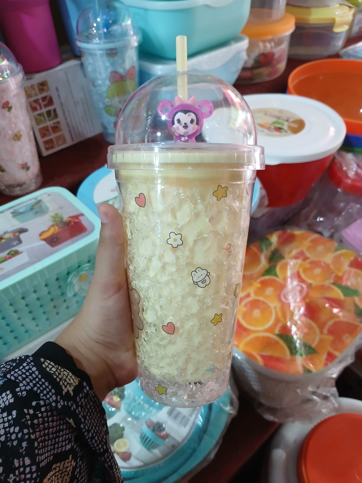 Cute Cartoon Freezing Tumbler with Straw (450ml / 15 oz)