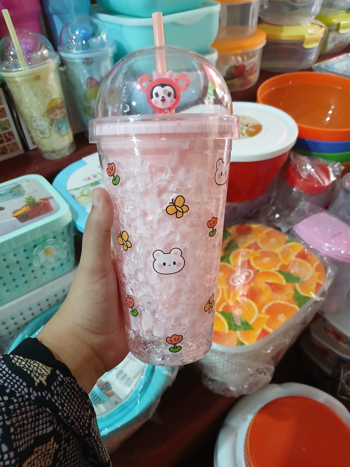 Cute Cartoon Freezing Tumbler with Straw (450ml / 15 oz)